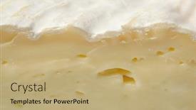  Presentation with camembert - Amazing presentation design having slice-of-fresh-french-white backdrop and a coral colored foreground