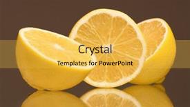  Presentation with lemons - Slides featuring slice of fresh lemons isolated on grey background background and a yellow colored foreground