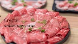  Presentation with beef - Slides enhanced with slice-of-fresh-raw-beef background and a coral colored foreground