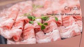  Presentation with restaurant - PPT theme with slice-of-fresh-raw-pork background and a lemonade colored foreground