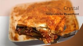  Presentation with baking - Presentation theme featuring slice-of-golden-breadcrumb-topped background and a gold colored foreground