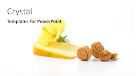  Presentation with hibiscus flower - Audience pleasing slide deck consisting of slice-of-gouda-cheese backdrop and a white colored foreground