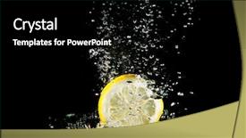  Presentation with black cross - Slide deck with slice of lemon in water background and a  colored foreground