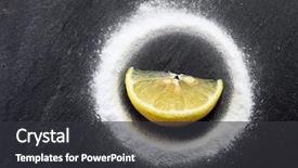  Presentation with baking soda - Amazing PPT theme having slice of lemon in the middle of baking soda powder backdrop and a dark gray colored foreground