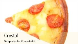  Presentation with pizza - Presentation design featuring slice of margherita pizza isolated background and a blonde colored foreground