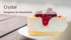  Presentation with cheesecake - Cool new PPT layouts with slice of new york cheesecake backdrop and a sky blue colored foreground