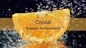  Presentation with orange slice - Presentation design enhanced with slice of orange with stopped background and a  colored foreground