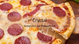  Presentation with pizza - PPT theme enhanced with slice of pepperoni pizza being background and a coral colored foreground