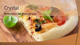  Presentation with pizza - Presentation design having slice of pizza background and a coral colored foreground