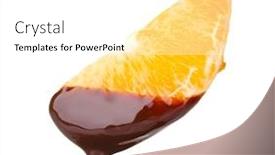  Presentation with orange slice - Cool new presentation theme with slice of ripe orange with chocolate isolated on white backdrop and a white colored foreground