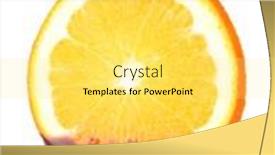  Presentation with orange slice - Beautiful presentation theme featuring slice of ripe orange with chocolate isolated on white backdrop and a yellow colored foreground