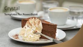  Presentation with vienna - Slide deck having slice-of-sacher-torte-cake background and a mint green colored foreground