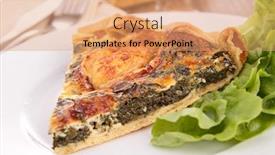  Presentation with spinach - Colorful slide set enhanced with slice of spinach quiche backdrop and a coral colored foreground