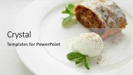  Presentation with coconut ice cream - Presentation theme having slice of strudel with apples background and a white colored foreground