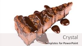  Presentation with syrup - Amazing presentation having slice-of-sweet-chocolate-cheesecake backdrop and a lemonade colored foreground