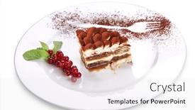  Presentation with tiramisu - Presentation theme featuring slice-of-tiramisu-cake background and a white colored foreground