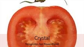  Presentation with stem - Presentation theme consisting of slice of tomato with the stem isolated on white background and a red colored foreground
