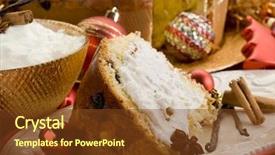  Presentation with pharmaceutical cream - Audience pleasing PPT theme consisting of slice panettone with mascarpone cream backdrop and a tawny brown colored foreground