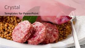  Presentation with pig - PPT theme having slice-pig-trotter-on-dish background and a lemonade colored foreground