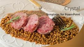  Presentation with lentils - Audience pleasing slides consisting of slice-sausage-with-lentils backdrop and a coral colored foreground