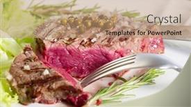  Presentation with tenderloin - Slide set enhanced with slice tenderloin with salad background and a coral colored foreground