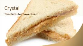  Presentation with peanut butter healthy spread - Theme consisting of bread slice with creamy peanut background and a cream colored foreground