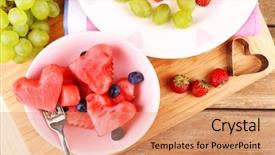  Presentation with shape heart - Amazing PPT layouts having slice with cut out heart backdrop and a coral colored foreground