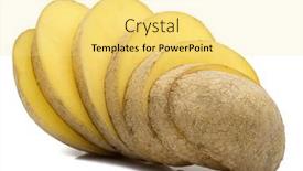  Presentation with potatoes plant - Theme consisting of sliced-and-unpeeled-potatoes background and a blonde colored foreground