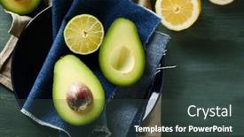  Presentation with lemon lime - Audience pleasing presentation design consisting of sliced avocado and lemon lime on wooden background backdrop and a tawny brown colored foreground