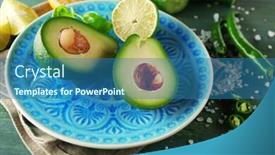  Presentation with lemon lime - Amazing presentation having sliced avocado and lemon lime backdrop and a ocean colored foreground