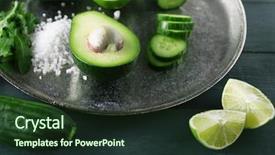  Presentation with lemon lime - Beautiful presentation featuring sliced avocado cucumber pepper backdrop and a tawny brown colored foreground