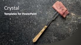  Presentation with beef - Presentation enhanced with sliced-beef-ham-and-fork background and a dark gray colored foreground