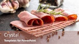  Presentation with beef - PPT layouts with sliced-beef-ham-on-black background and a red colored foreground