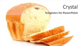  Presentation with bread - Colorful PPT theme enhanced with sliced bread isolated on white backdrop and a  colored foreground
