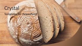  Presentation with bread - Amazing slide set having sliced bread on wooden table backdrop and a coral colored foreground