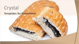  Presentation with poppy - Colorful slide set enhanced with sliced bun with poppy seeds isolated on white backdrop and a coral colored foreground