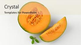  Presentation with melon - Cool new presentation design with sliced cantaloupe melon on white backdrop and a lemonade colored foreground