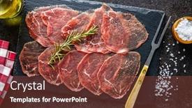  Presentation with raw meat - PPT theme with sliced-carpaccio-raw-beef-meat background and a tawny brown colored foreground