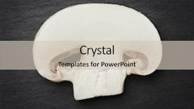  Presentation with champignon mushroom - Beautiful slides featuring sliced champignon mushroom isolated on grey slate stone background backdrop and a soft green colored foreground