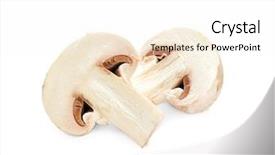  Presentation with champignon mushroom - Theme having sliced champignon mushroom on white background and a  colored foreground