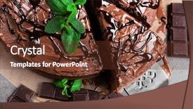  Presentation with mint - Audience pleasing presentation design consisting of sliced chocolate pie with mint backdrop and a tawny brown colored foreground