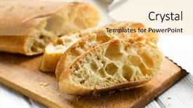  Presentation with bread - Presentation design enhanced with sliced-ciabatta-bread-on-kitchen background and a blonde colored foreground