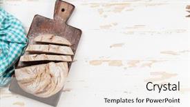  Presentation with bread life - Slide set enhanced with sliced crusty bread on white background and a white colored foreground