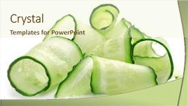  Presentation with cucumbers - PPT theme enhanced with sliced cucumbers isolated on white background and a soft green colored foreground