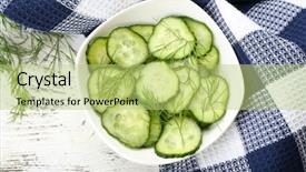  Presentation with cucumbers - Beautiful slides featuring sliced cucumbers on white plate backdrop and a yellow colored foreground