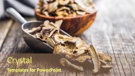  Presentation with sliced fresh papaya on wooden - Slide deck featuring sliced-dried-mushrooms-in-scoop background and a violet colored foreground