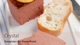  Presentation with orange slice - PPT theme having sliced-duck-pate-topped background and a coral colored foreground