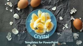  Presentation with nutrition - Audience pleasing presentation design consisting of sliced eggs on table nutrition backdrop and a  colored foreground