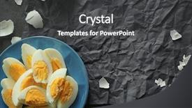  Presentation with eggs egg carton egg box - Presentation consisting of sliced eggs on table nutrition background and a  colored foreground