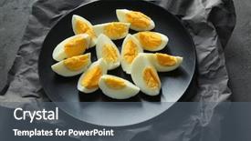  Presentation with nutrition - Slide deck with sliced eggs on table nutrition background and a  colored foreground